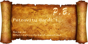 Petrovity Barót névjegykártya